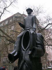 Franz Kafka statue in Prague